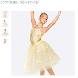 REVOLUTION SOMETIMES COSTUME NEW YL SZ 10 GOLD IVORY BALLET DANCE PRINCESS